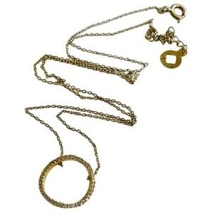 AS‎ Halo sparkling necklace dainty gold Vermeil sterling silver 925 rare 17"L